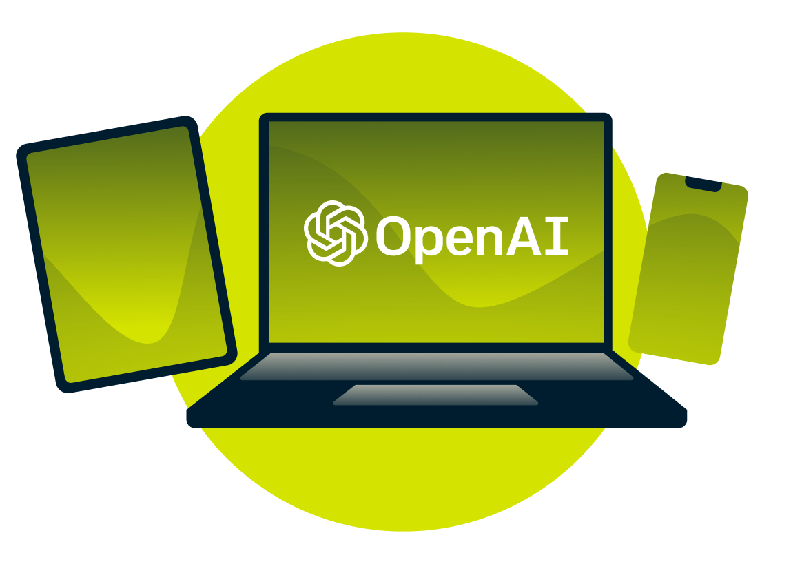 Laptop, tablet i telefon z logo OpenAI.